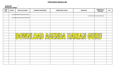 Format agenda harian guru kurikulum 2013 terbaru