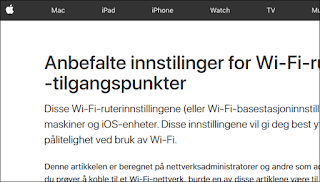 Skjermutsnitt frå Apple si side om oppsett av Wi-Fi