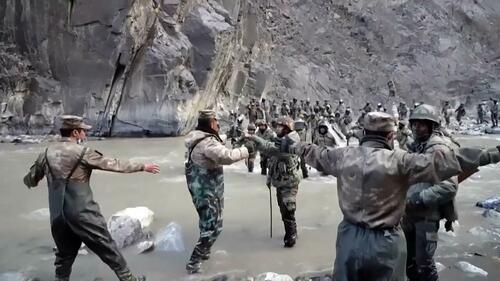 Screenshot of footage from past China-India border clashes.