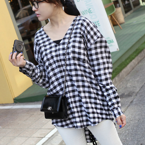 Drop Shoulder Plaid Shirt