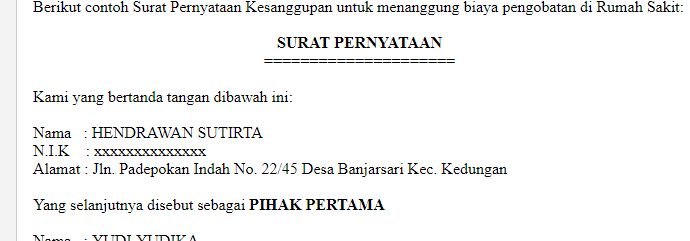 Contoh Surat Pernyataan Kesanggupan Kebersediaan Bacanulis 