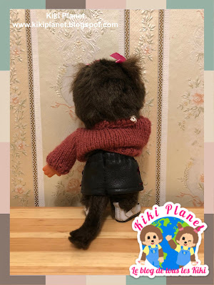 kiki Monchhichi skirt dress jupe handmade fait main cuir leather doll poupée