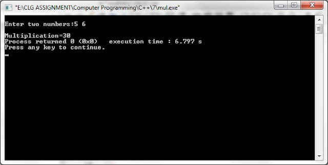 A program to multiplication two numbers using Function  with arguments, return type,c programming language,2021,basic codes,input output code