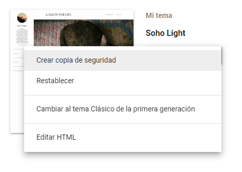 crear copia de seguridad en Blogger