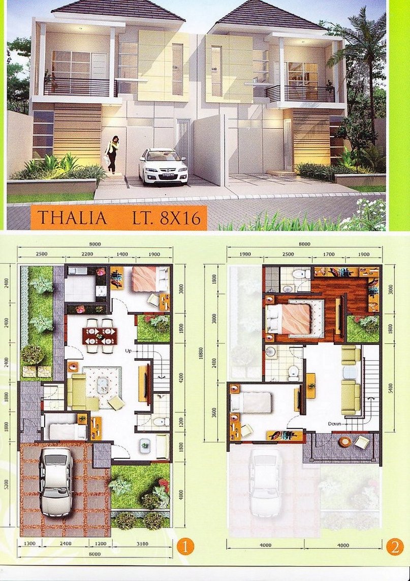 GAMBAR DENAH RUMAH 8X10 M 2 LANTAI TAMPAK MODERN MODELRUMAHEcom