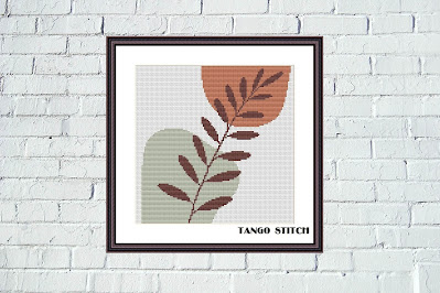 Scandinavian art leaf cross stitch pattern - Tango Stitch