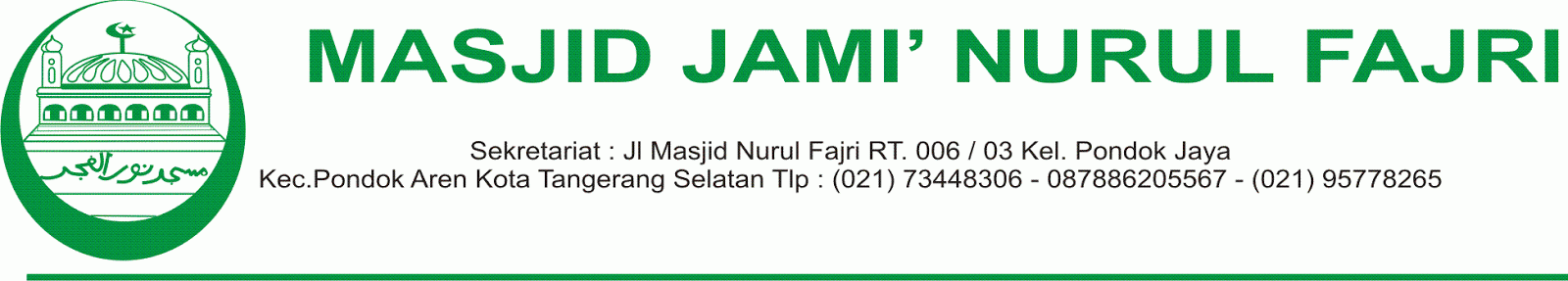 Yayasan Masjid Nurul Fajri Pondok Jaya: logo dan kop surat