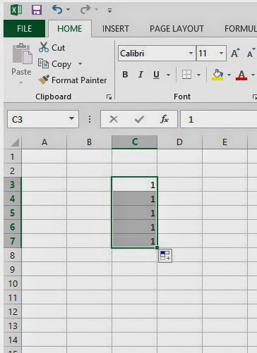 excel sheet number 1 in cell C3