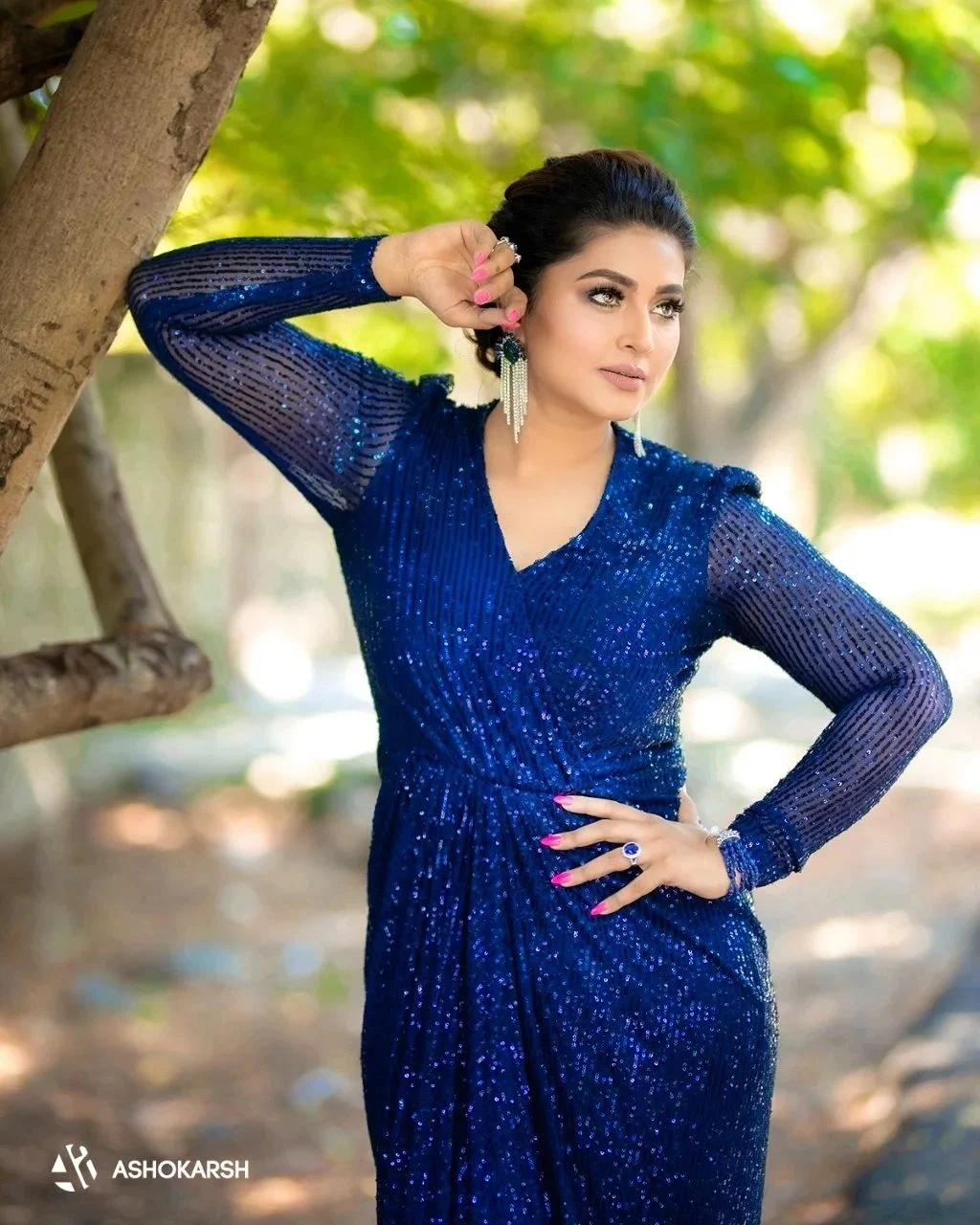 Actress Sneha Prasanna Lovely Looks In Long Blue Gown