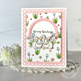 Sunny Studio Stamps: Spring Greetings Chubby Bunny Fancy Frames Frilly Frames Spring Themed Card by Angelica Conrad