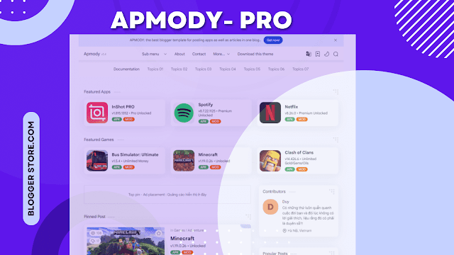 Apmody - Blogger Template, Blogger premium