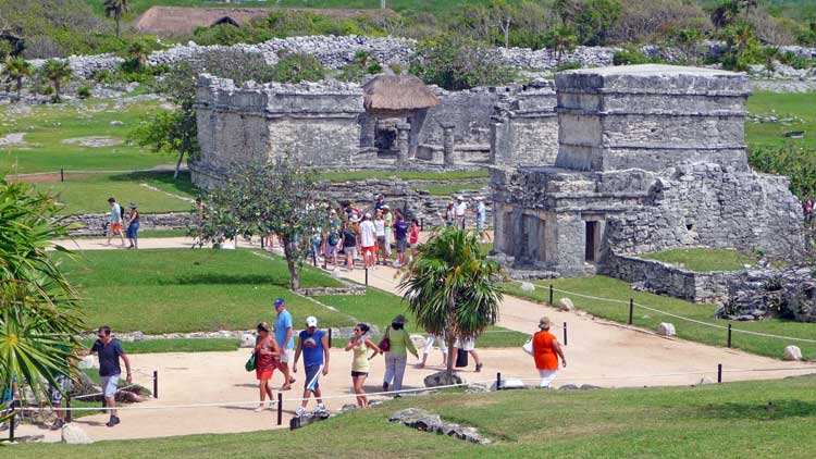 As many as 5,000 visitors a day wander around Tulum.