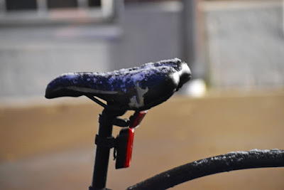 Snow on bike seat