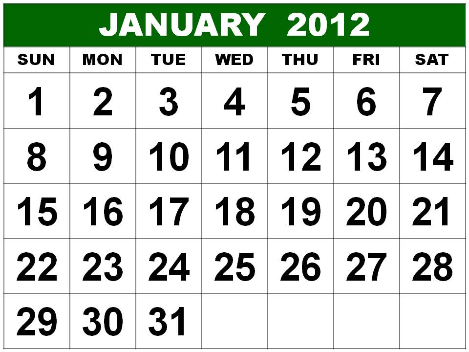 calendar 2012 january. Chart calendar a january New