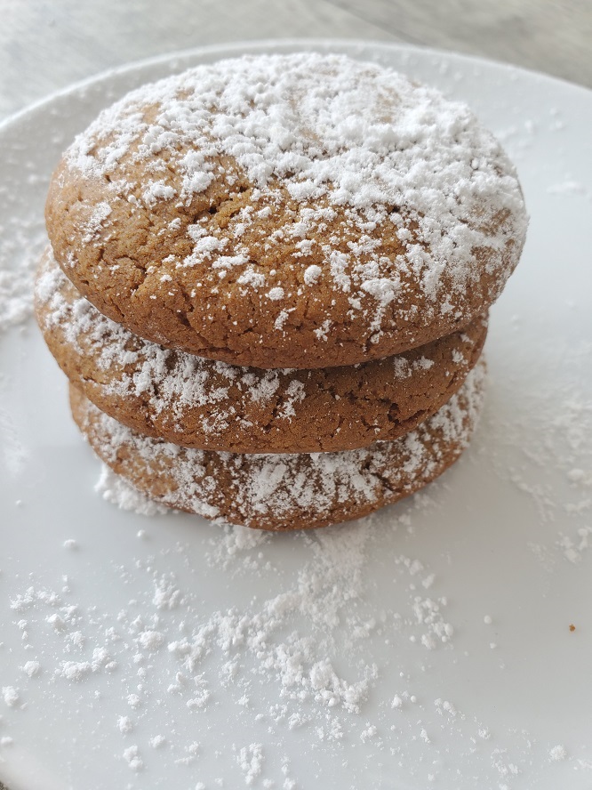 this is a stack of 3 molasses cookies