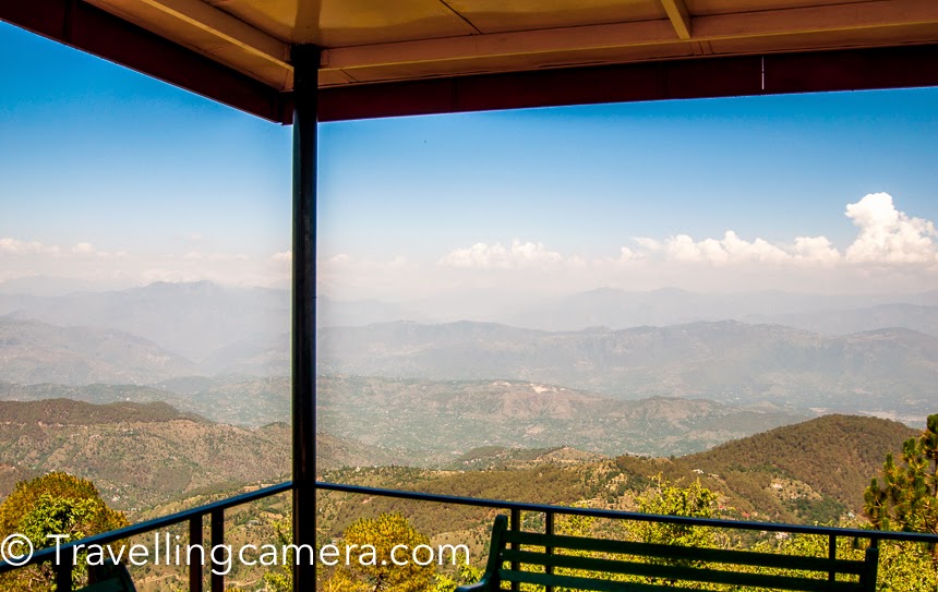 There is a sitting place on one of the edges of this hills from where one can see different layers of Himalayan Mountain Ranges. One a clear day, one can see shining white hills with snow-sheet. Above photograph shows hills around Mandi, Sundernagar, Manali, Kullu and Rohtang Pass.