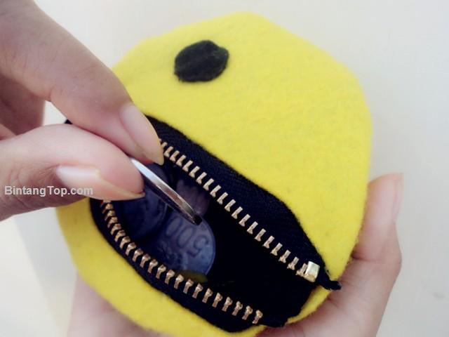 DIY Dompet Lucu dari  Flanel  Makan Koinku Pacman 