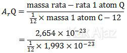 Menentukan massa relatif (Ar) unsur Q, perbandingan massa rata-rata 1 unsur Q terhadap massa 1 unsur C-12