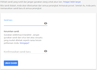 Cara merubah atau mengganti ulang sandi password gmail