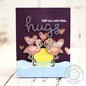 Sunny Studio Stamps: Tropical Paradise Wish You Were Here Flamingo Card by Lexa Levana.