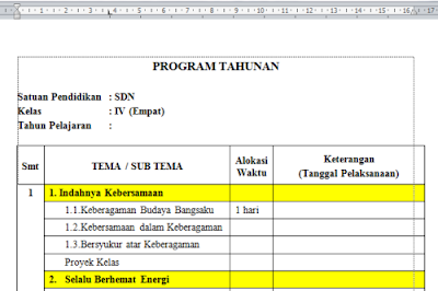  pada tahun pelajaran ini mulai kembali diterapkan pada kelas  Prota dan Promes Kurikulum 2013 Kelas 4 SD