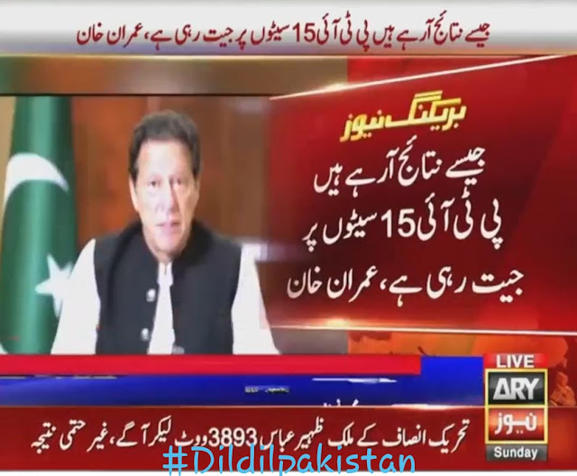 As the Results are coming in, PTI is Winning in 15 seats, Chairman PTI Imran Khan