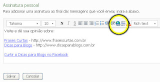 configurar assinatura de email no MSN