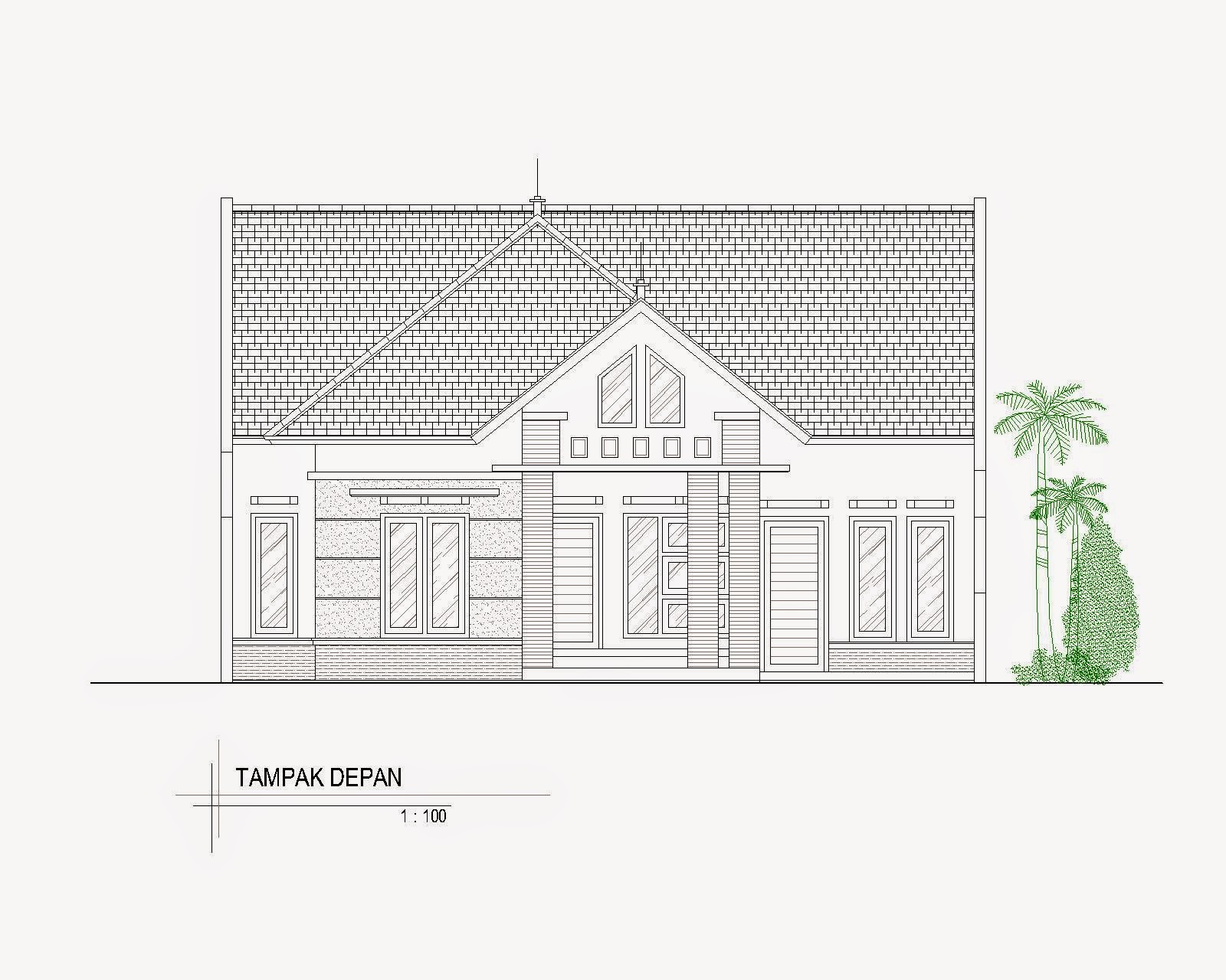 Contoh Gambar Tampak Rumah Minimalis menggunakan Autocad 