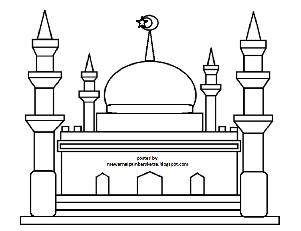 Mewarnai Gambar: Mewarnai Gambar Sketsa Masjid 14