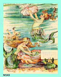 vintage postcard mermaids