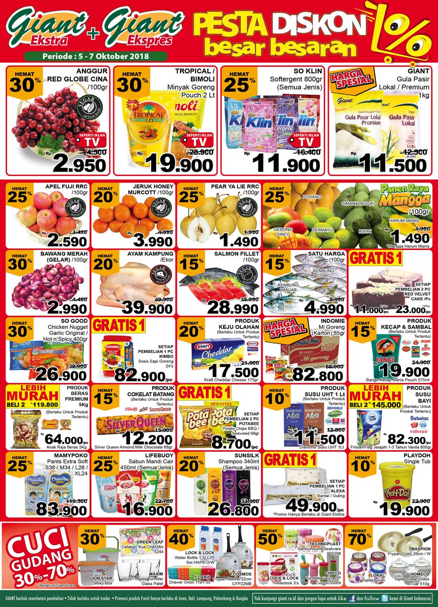 Giant - Promo Pesta Diskon Besar Besaran Periode 05 - 07 Okt 2018