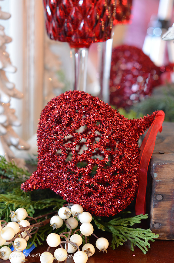 Giant red tinsel Christmas ornament | www.andersonandgrant.com