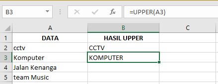 Cara Memasukkan Fungsi UPPER di Microsoft Excel