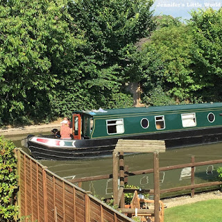 Canal boat at the bottom of the garden