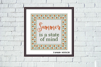 Summer is a state of mind funny quote cross stitch pattern - Tango Stitch