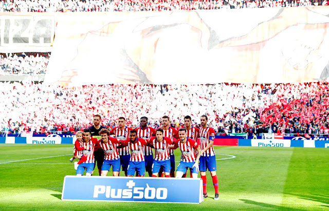 CLUB ATLÉTICO DE MADRID. Temporada 2018-19. Jan Oblak, José María Giménez, Thomas Partey, Lucas Hernández, Mario Morata, Diego Godín. Ángel Correa, Antoine Griezmann, Thomas Lemar, Santiago Arias, Saúl Ñíguez. CLUB ATLÉTICO DE MADRID 1 REAL MADRID C. F. 3 Sábado 09/02/1019, 16:15 horas. Campeonato de Liga de 1ª División, jornada 23. Madrid, estadio Wanda-Metropolitano: 67.752 espectadores. GOLES: 0-1: 15’, Casemiro. 1-1: 25’, Antoine Griezmann. 1-2: 42’, Sergio Ramos, de penalti. 1-3: 74’, Gareth Bale.