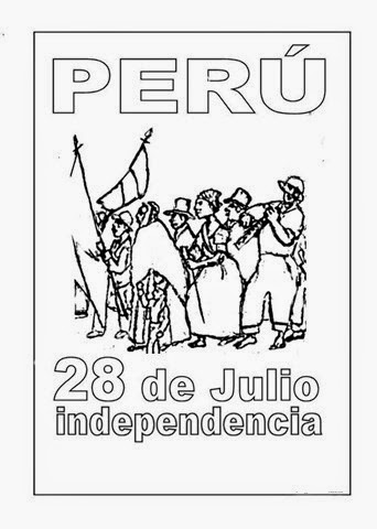 Dibujos del 28 De Julio dia de la Independencia de Peru para Colorear y Pintar