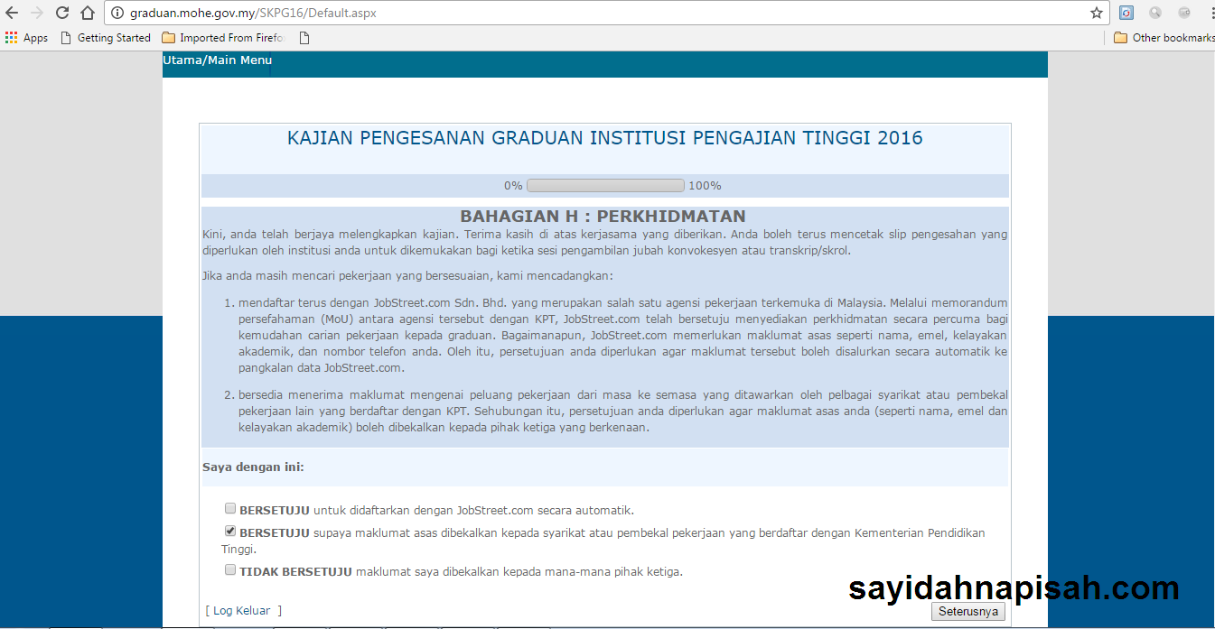 Kajian Pengesanan Graduan Ipt 2016 Dah Boleh Isi Sayidahnapisahdotcom