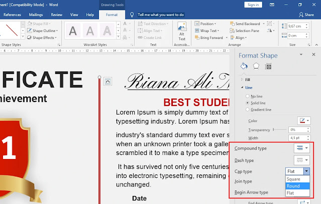 download template sertifikat word gratis