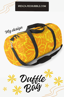 Yellow flowers on orange background Duffle bag.