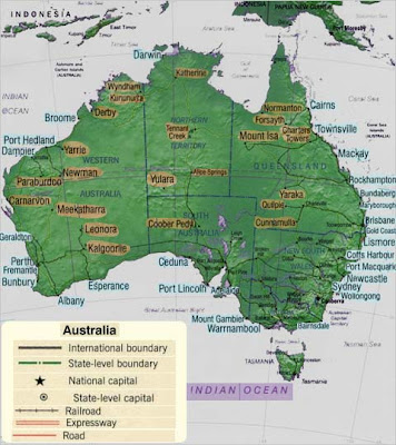 Australien Karta över Region Politiska