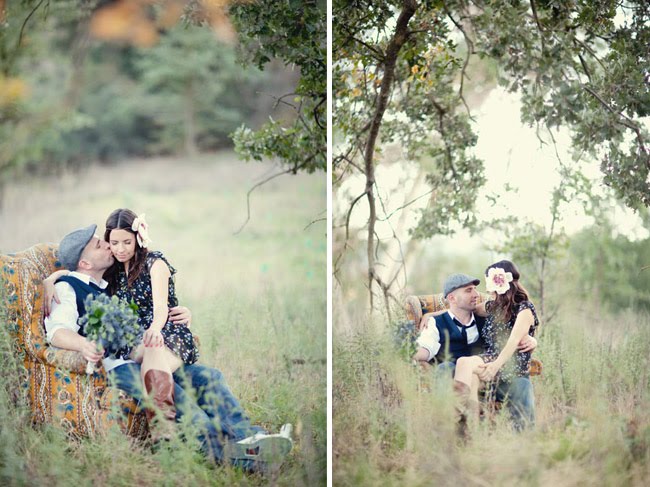 couple sitting in chair in a field