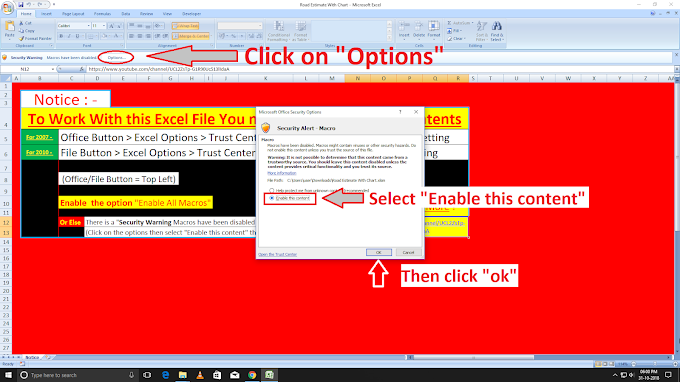 Road Estimate Excel Sheet / Software - How To Use