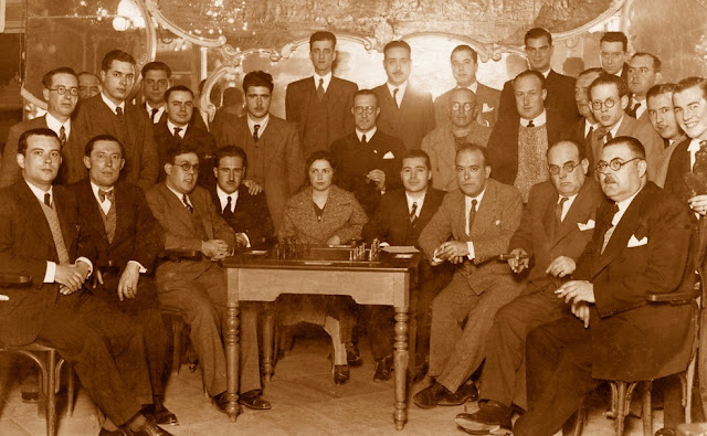 Jugadores de ajedrez en el Casino de Murcia, 1934-1935