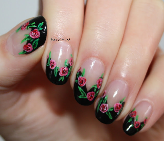 Negative Space Pink Rose Nail Art