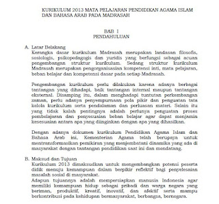 Kurikulum 2013 Mapel PAI dan Bahasa Arab pada Madrasah