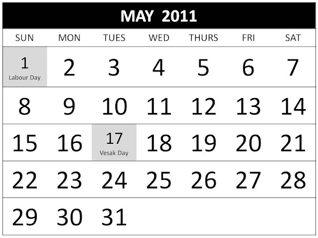 may calendar 2011 with holidays. Calendar 2011 May with