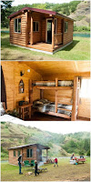Imágenes de interiores y exteriores de cabañas de madera