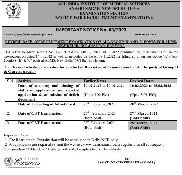 AIIMS Delhi Recruitment 2023 Apply Online for Group A, B and C 254 Vacancy Exam Date