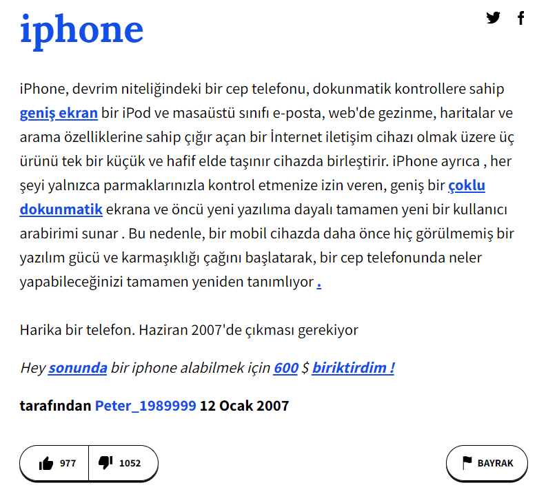 Urban Dictionary sitesindeki iphone hakkında bir yorum yazar tarafından kaleme alınmıştır.